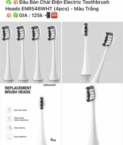 Đầu Bàn Chải Điện Electric Toothbrush Heads ENR546WHT (4pcs) - Màu Trắng LOCK&LOCK 