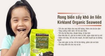 Rong biển sấy khô ăn liền Kirkland Organic Seaweed 17g / Giá : 400k / Lốc 10 gói 