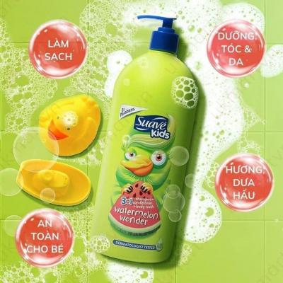 sữa tắm gội 3 trong 1 dành cho trẻ em của nhãn hiệu Suave Kids - Chai lớn 1.18L sữa tắm gội 3 trong 1 dành cho trẻ em của nhãn hiệu Suave Kids - Chai lớn 1.18L